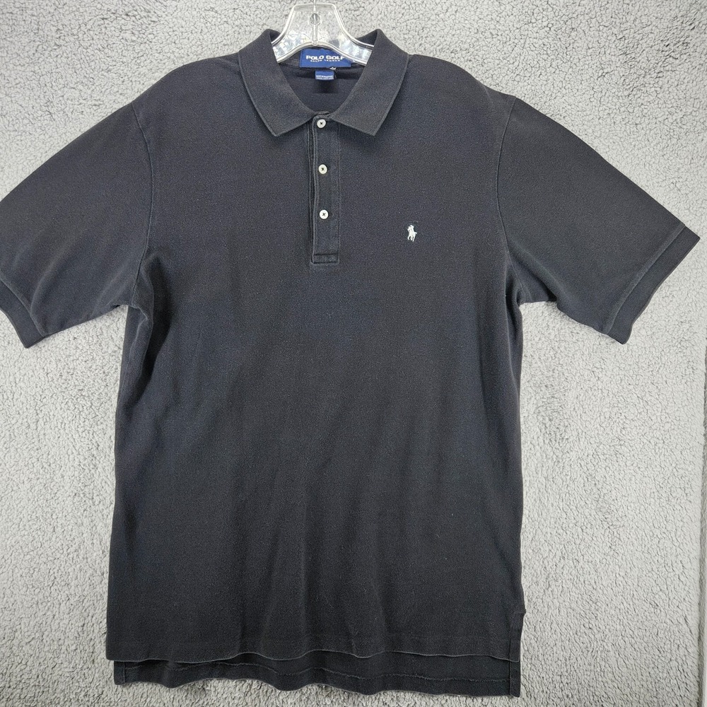 Polo Golf Ralph Lauren Mens Large Black Short Sleeve Cotton Pique Polo Shirt